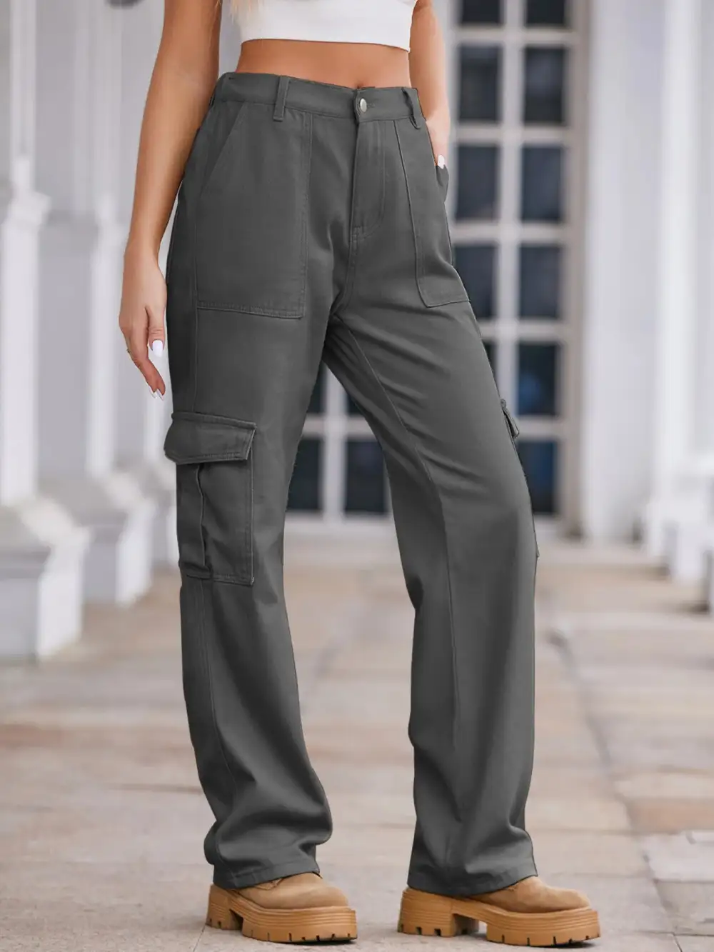 High Waist Cargo Jeans