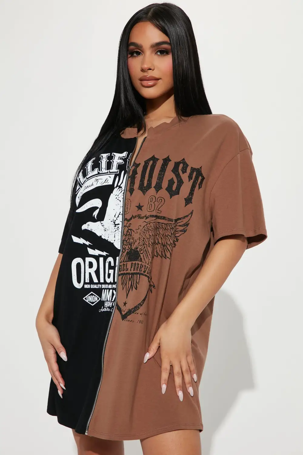 California T-Shirt Dress - Black/combo