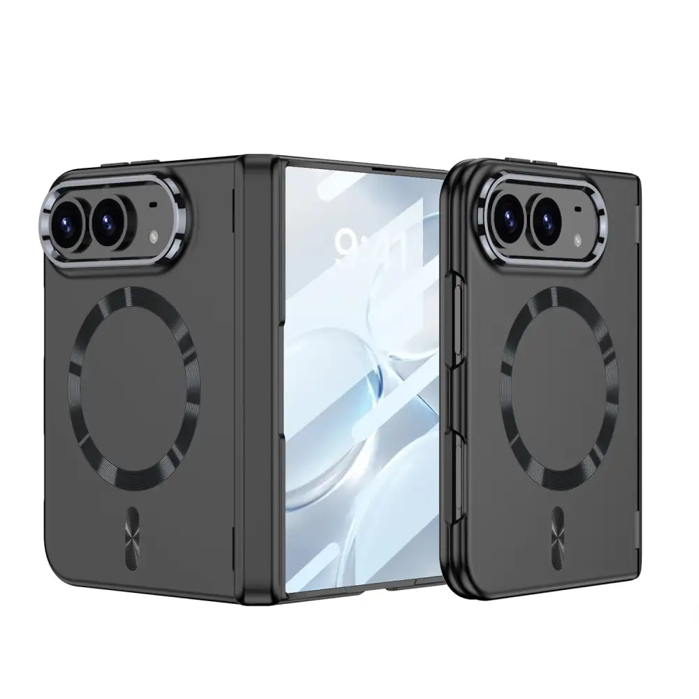 iPhone Duo - Magnetic Hinge Protection Fashion Cover Built-in Tempered Glass Film & Magnetic Ring
