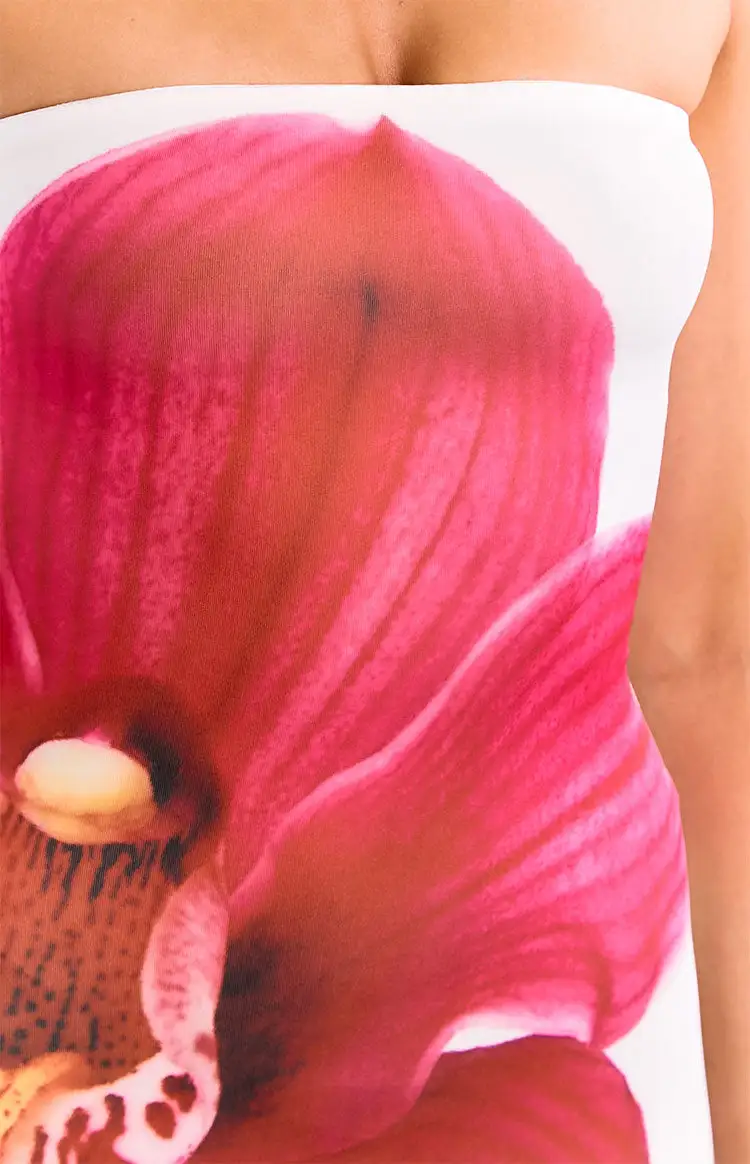 Strapless Floral Orchid Maxi Dress