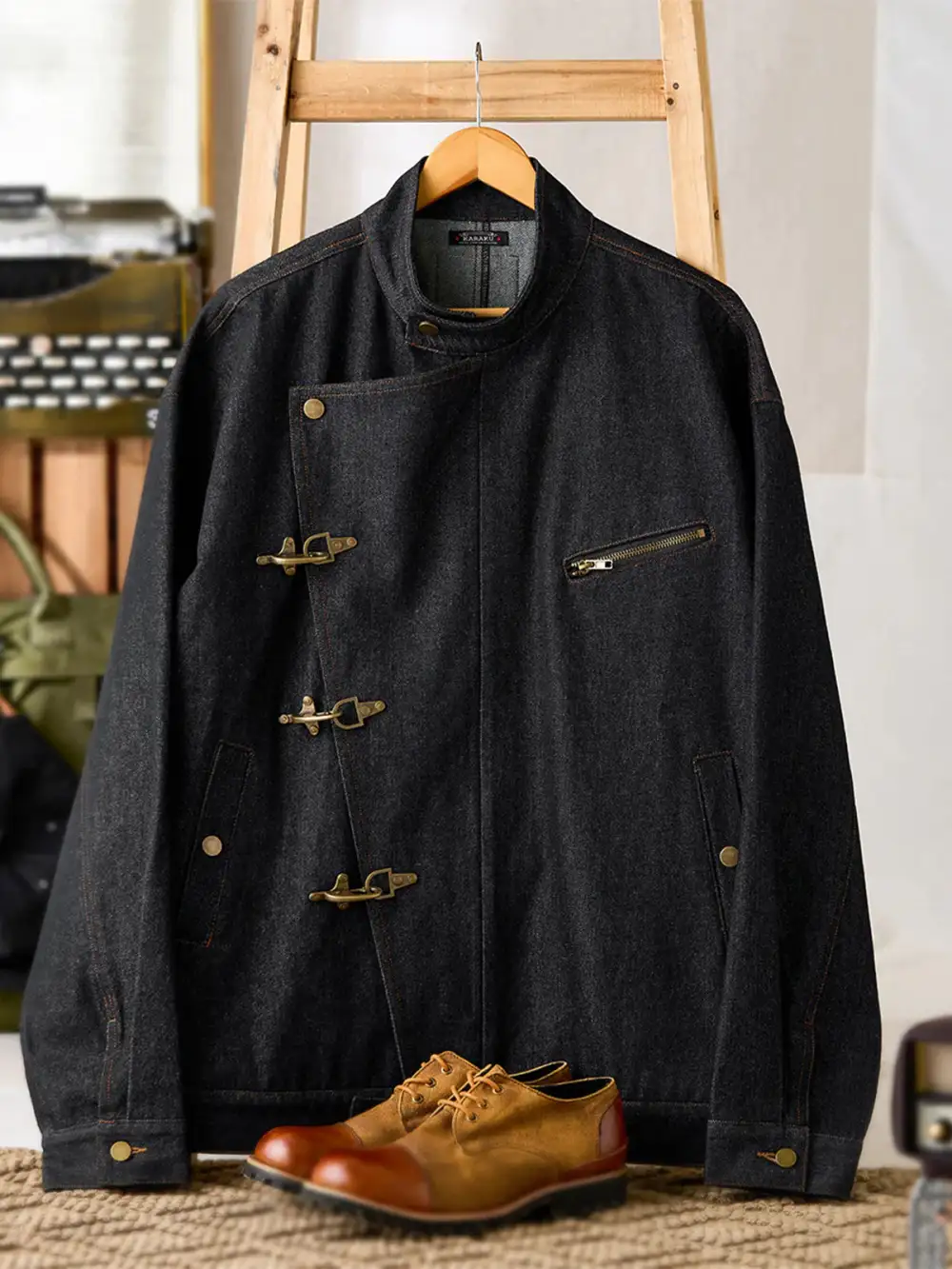 Men'S Denim Button Front Casual Jacket