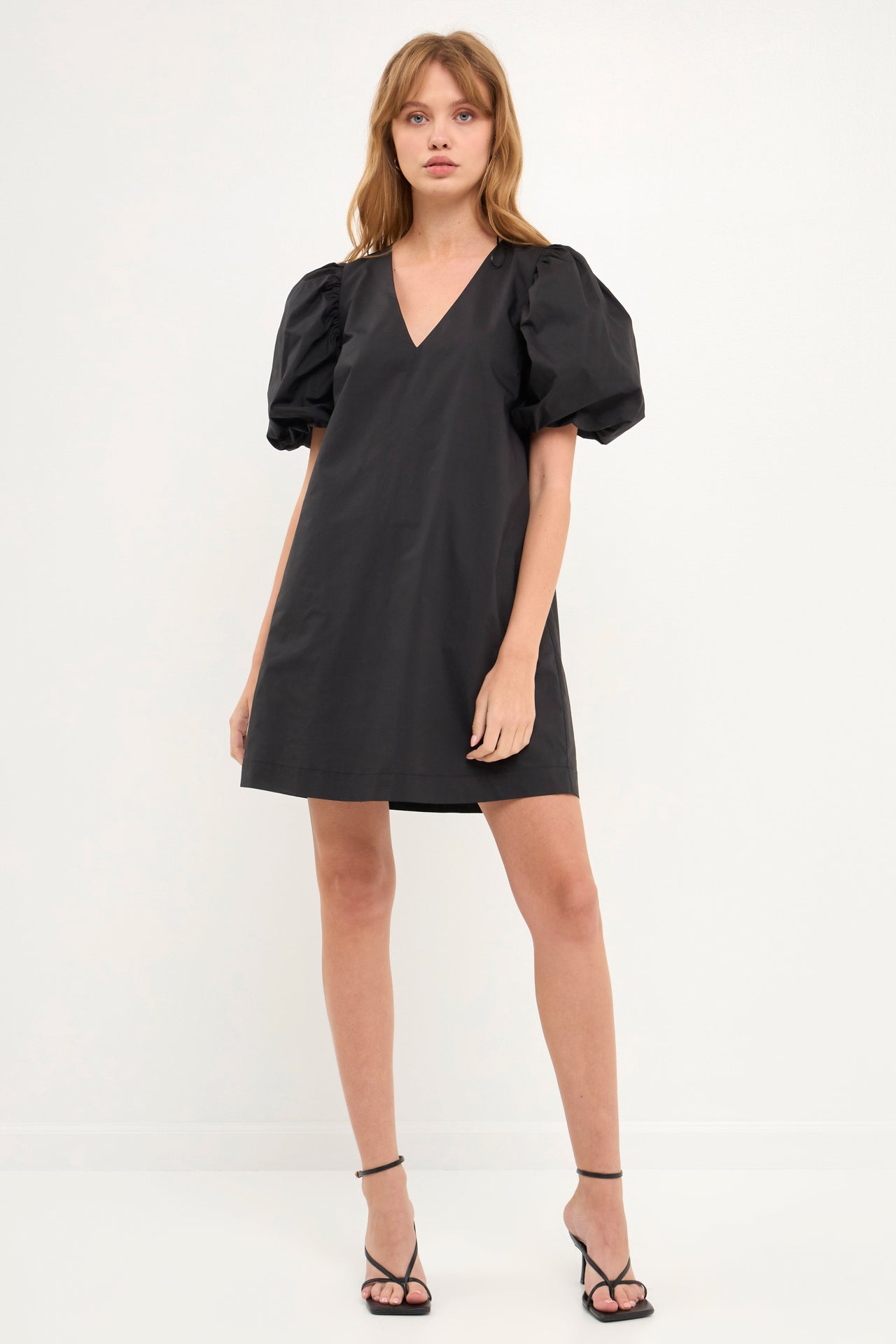 Puff Sleeve A-line Shift Mini Dress