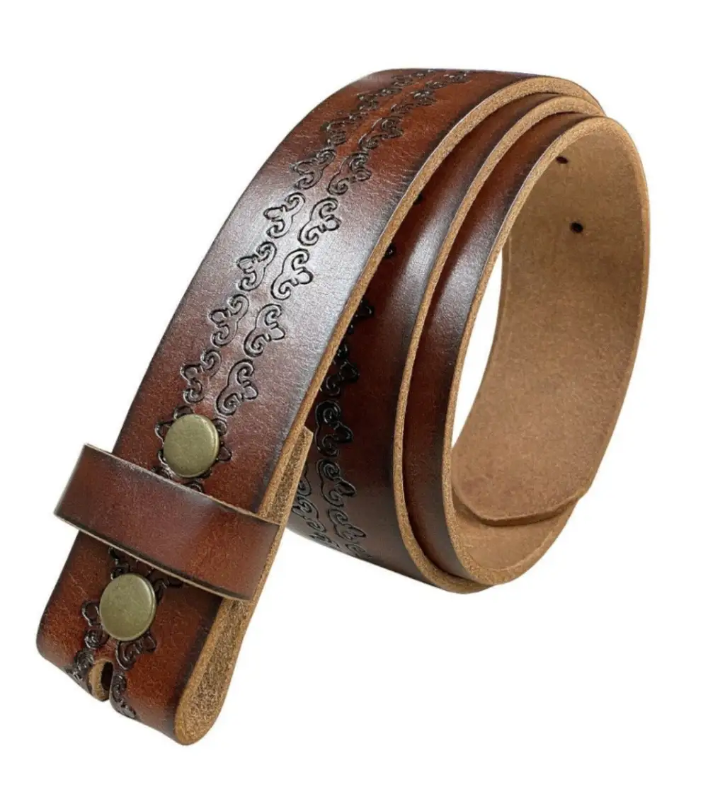 Artisan Tooled Leather Belt Strap