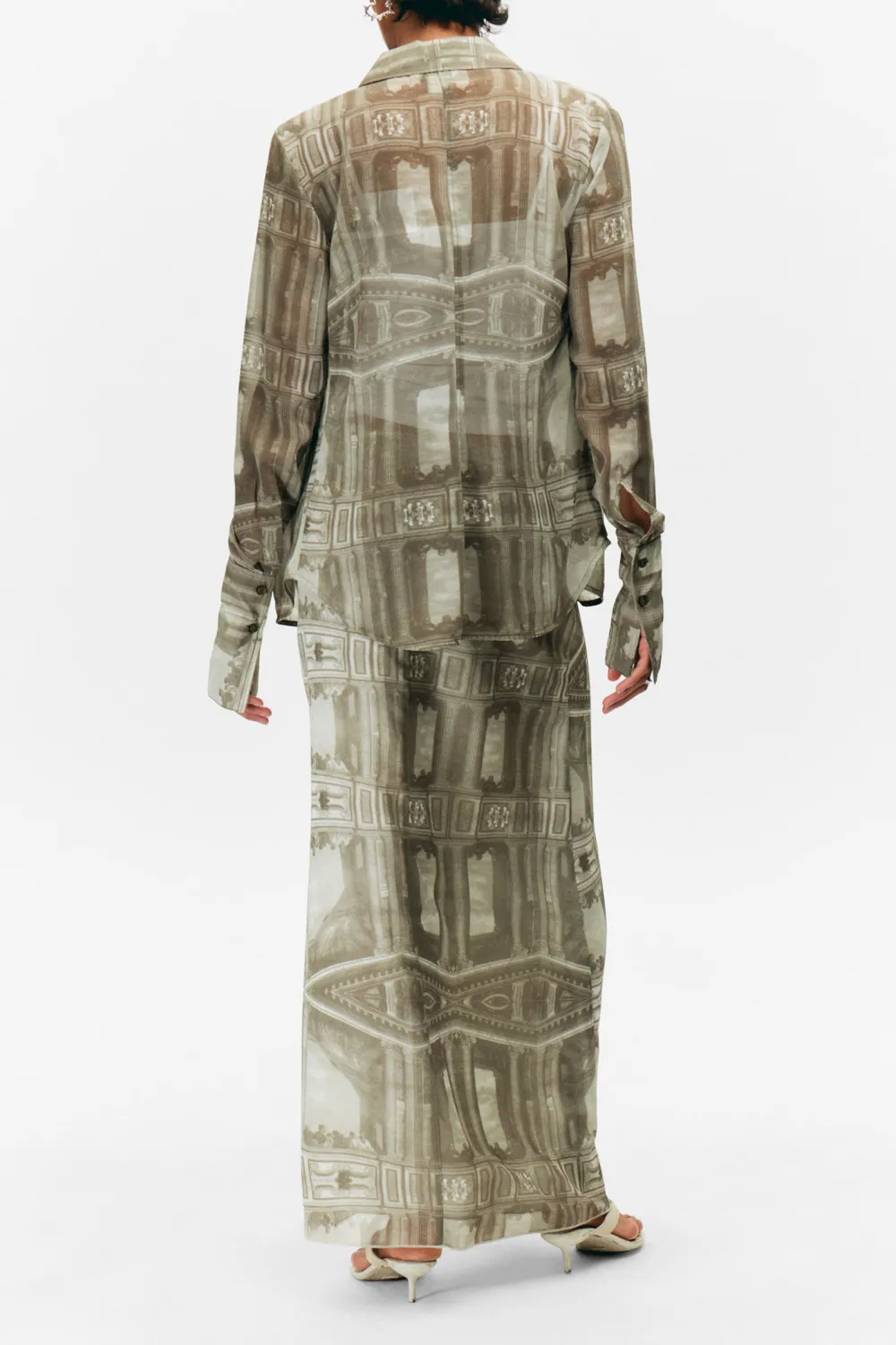 Sheer Printed Long Sleeve Shirt