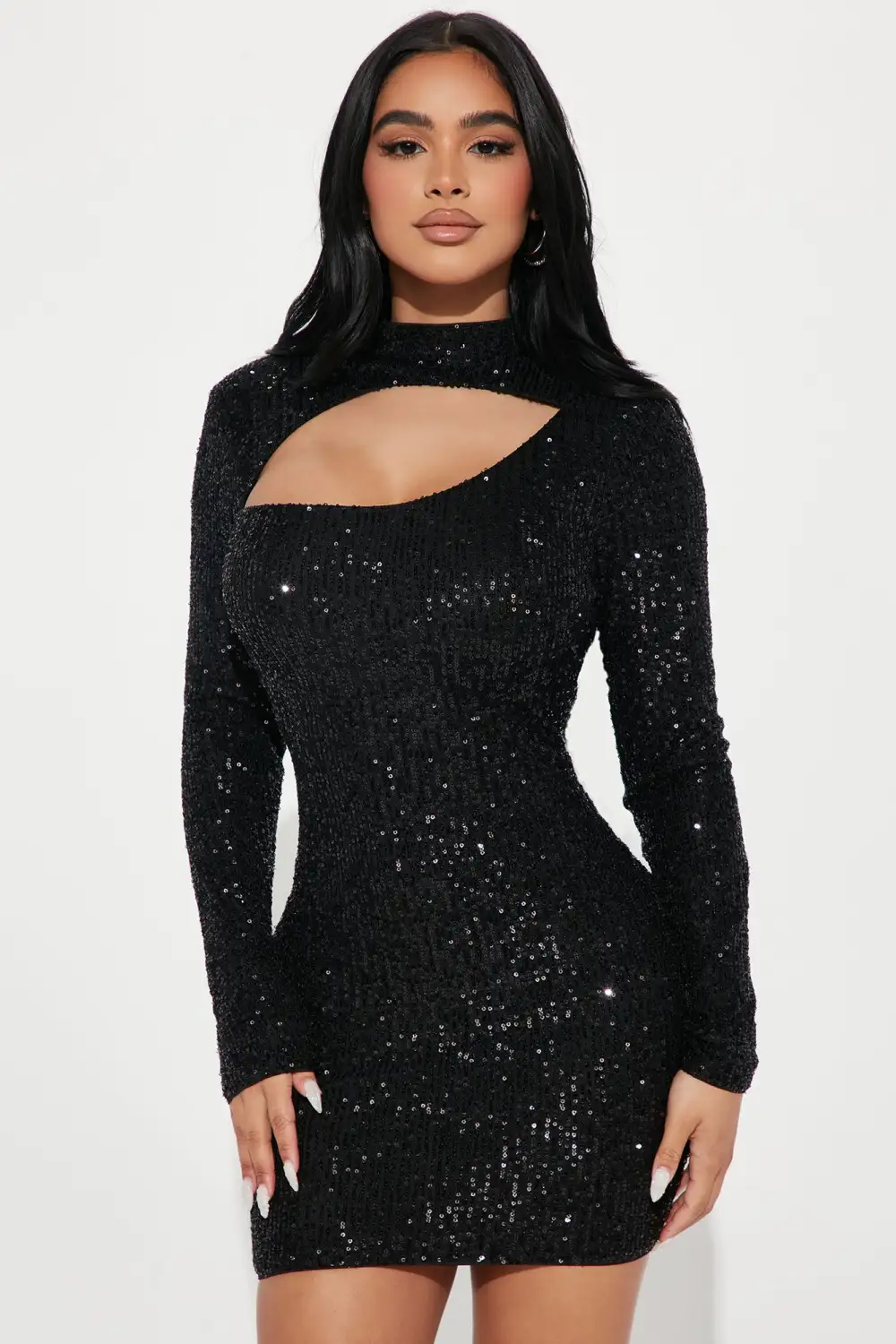 Ana Sequin Mini Dress - Black