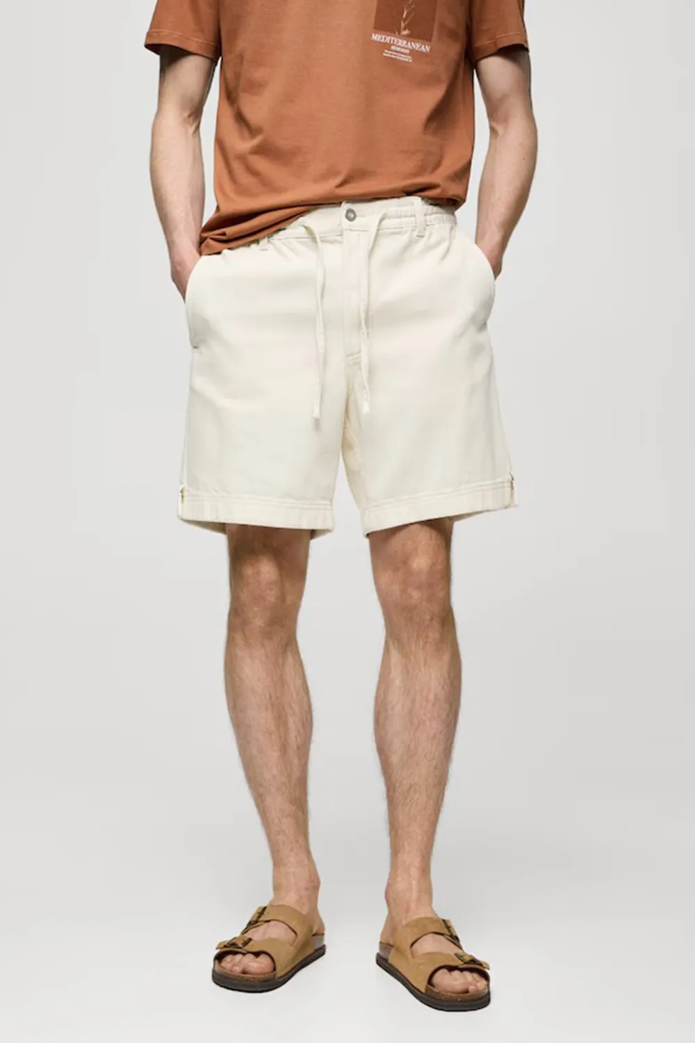 Denim Shorts With Drawstring