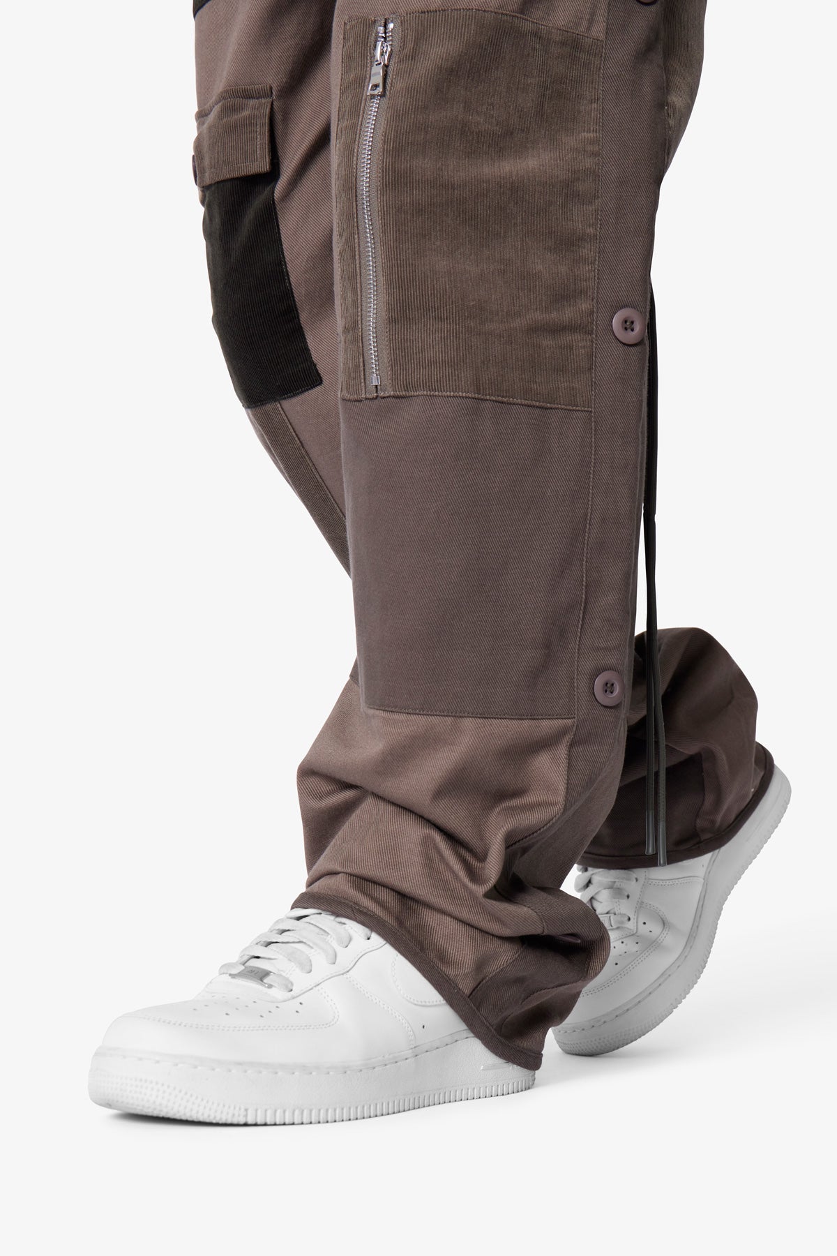 Dual Patchwork Cargo Pants - Olive