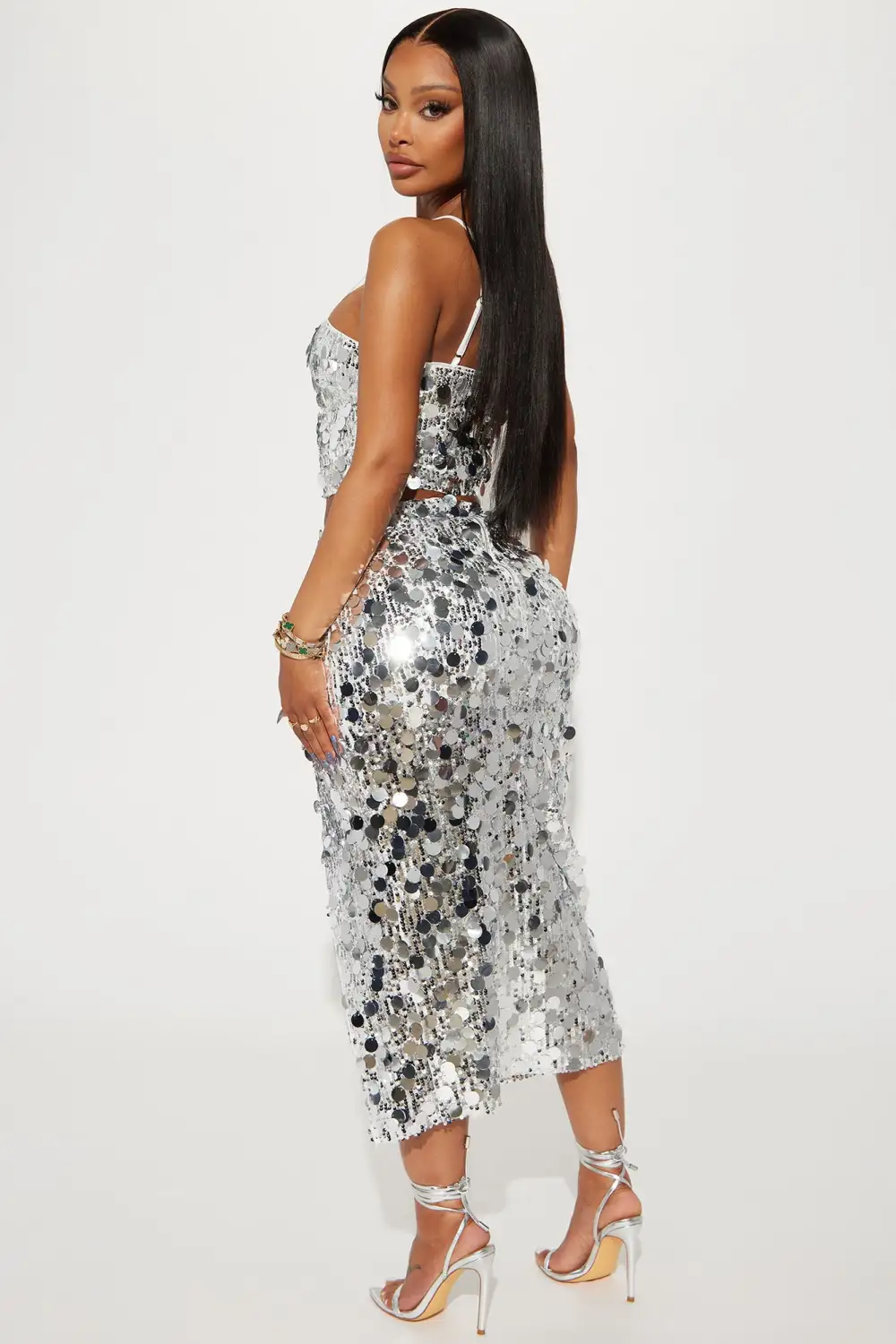 Radiant Sequin Skirt Set - Silver
