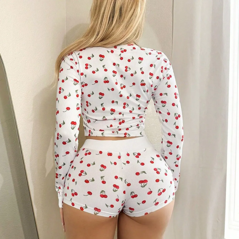 Cherry Print Pajama With Set