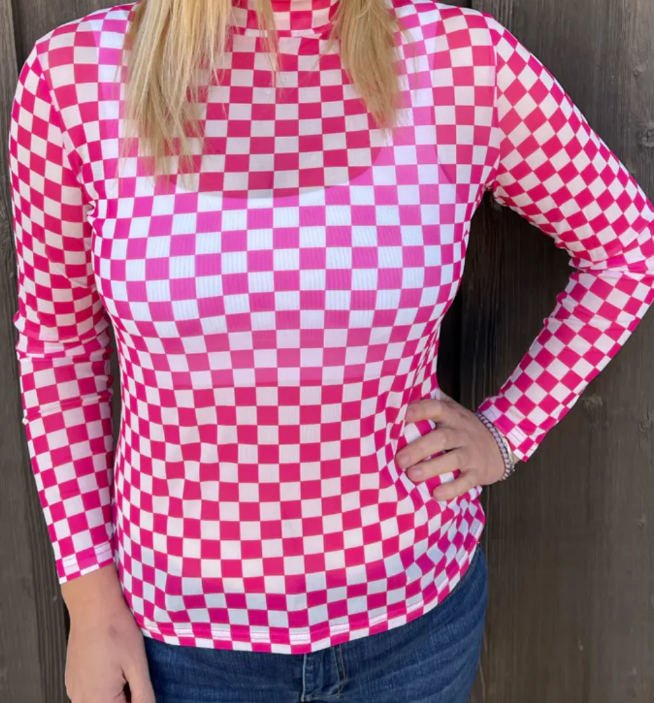 Neat Checkered Mesh Top