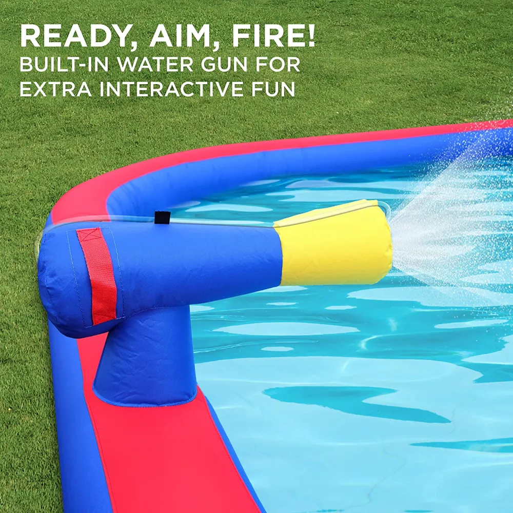 Deluxe Inflatable Water Slide Park �C Heavy-Duty Nylon Bounce House for Outdoor Fun - Climbing Wall, Slide, Bouncer & Splash Pool �C Easy to Set Up & Inflate with Included Air Pump & Carrying Case