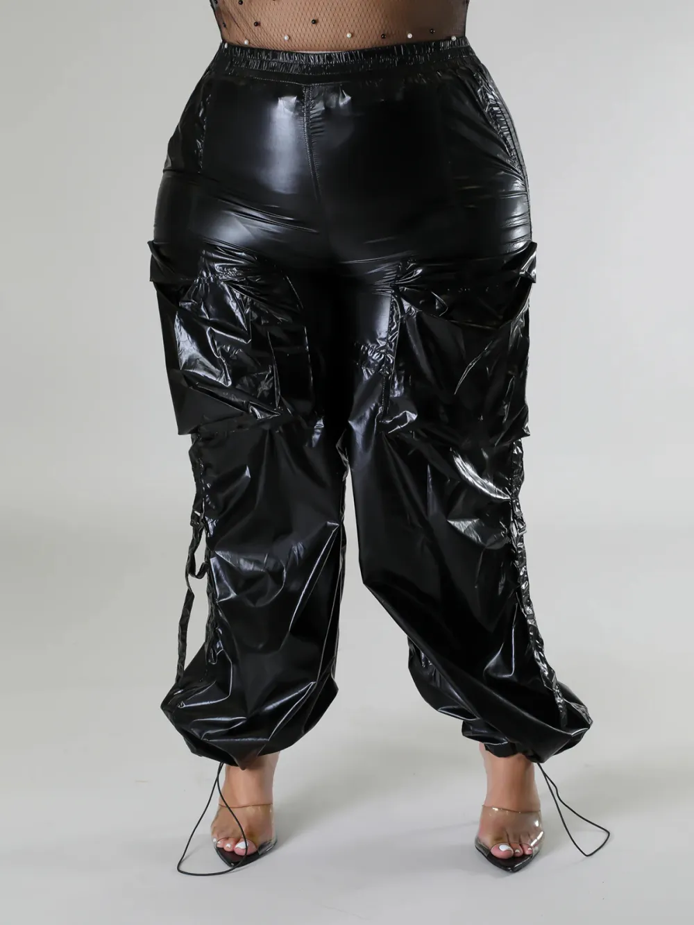 Plus-Size Fashion Women'S Bright Face Cargo Wind Pants