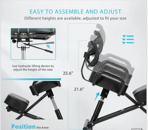 Ergonomic Kneeling Chair With Backrest Adjustable Height