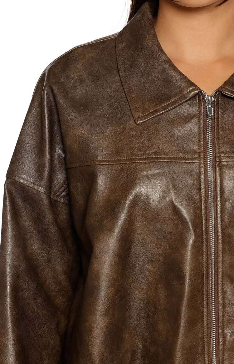 Pu Leather Bomber Jacket