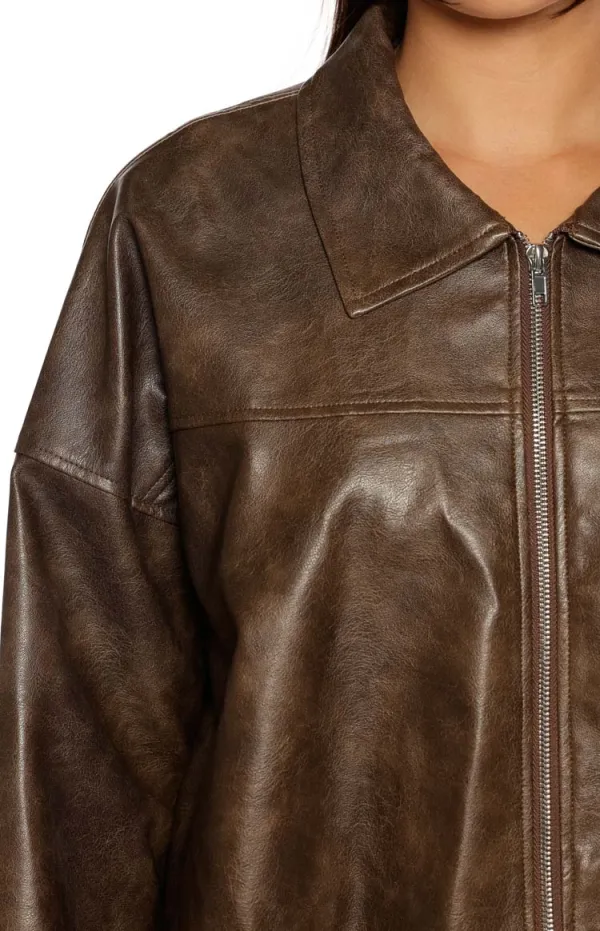 Pu Leather Bomber Jacket