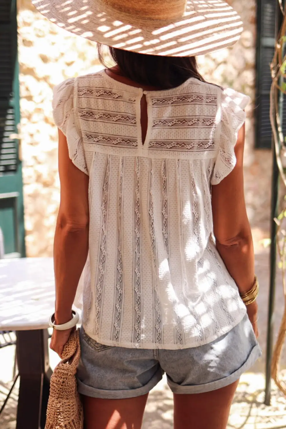 Ruffled Lace Flowy Tank Top