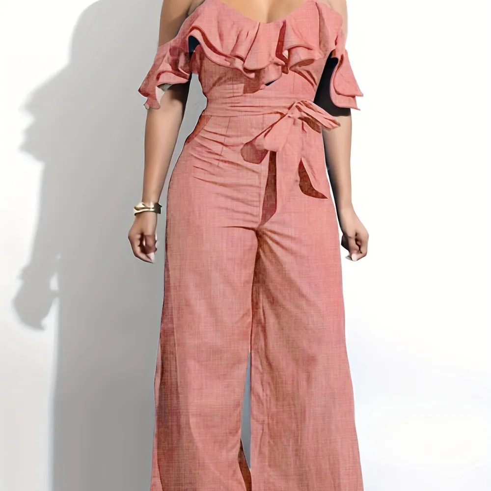 Ruffle Jumpsuit: Spring/Summer Style (Cold Shoulder, Wide Leg)