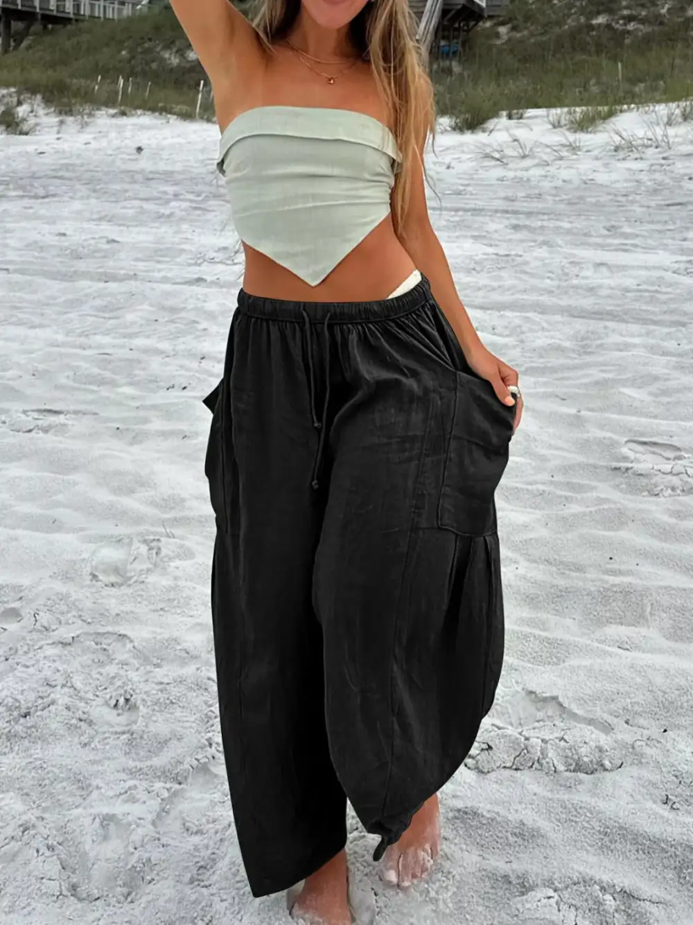 Full Size Drawstring Pants With Pocket Plus Size
