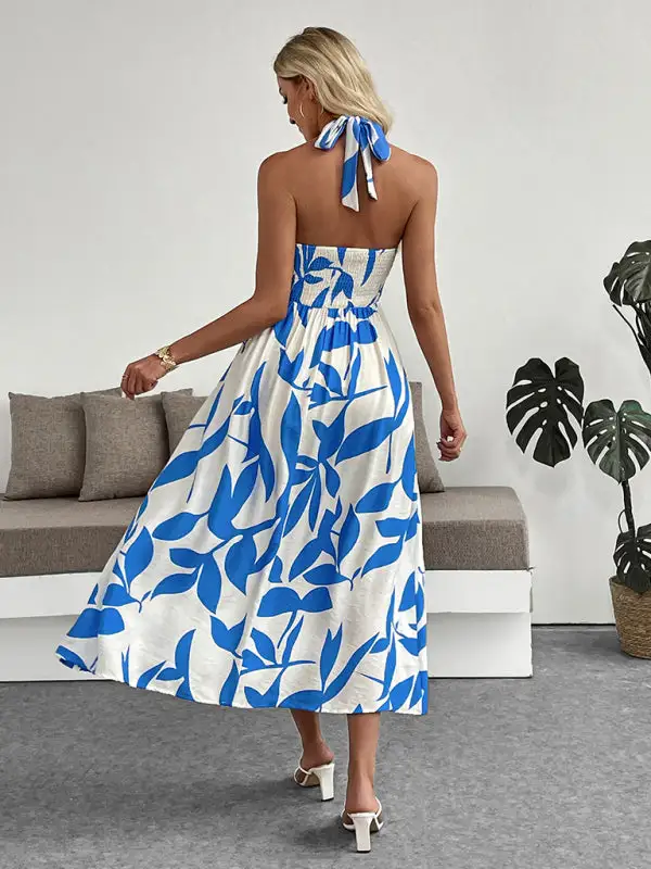 Clean Halter Printed Dress