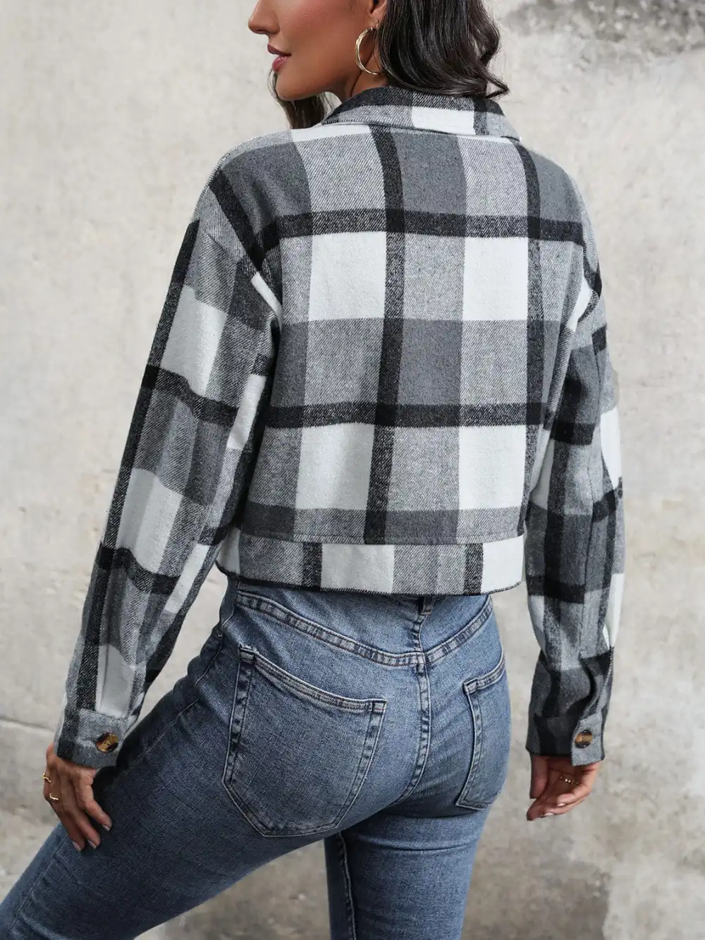 GYPSY-Plaid Button Up Cropped Jacket