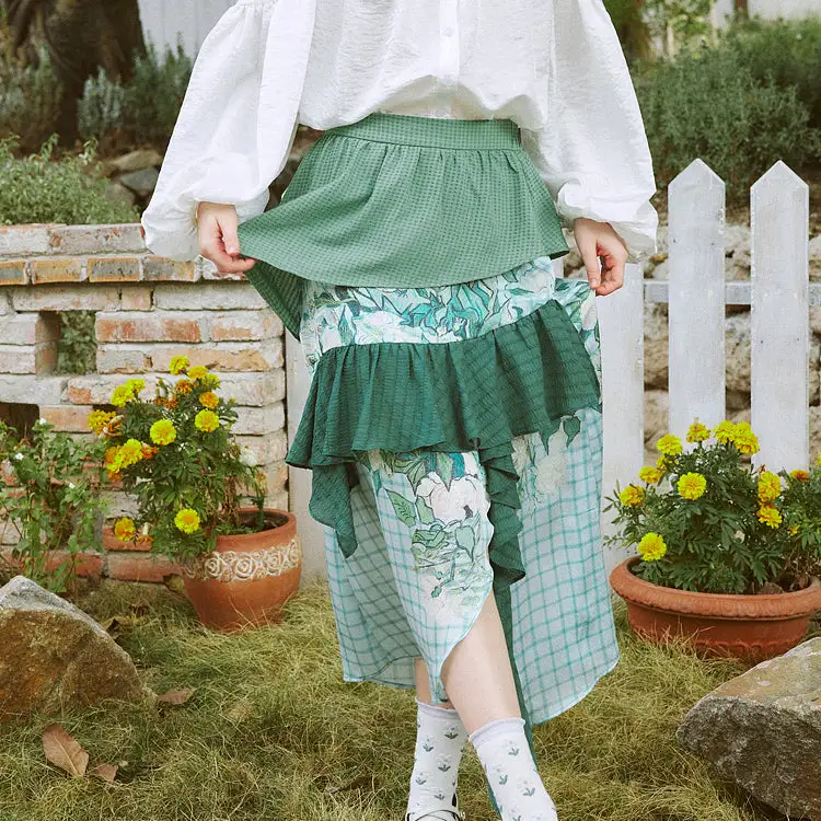 Roomy Daily Everyday Casual Checked Skirt