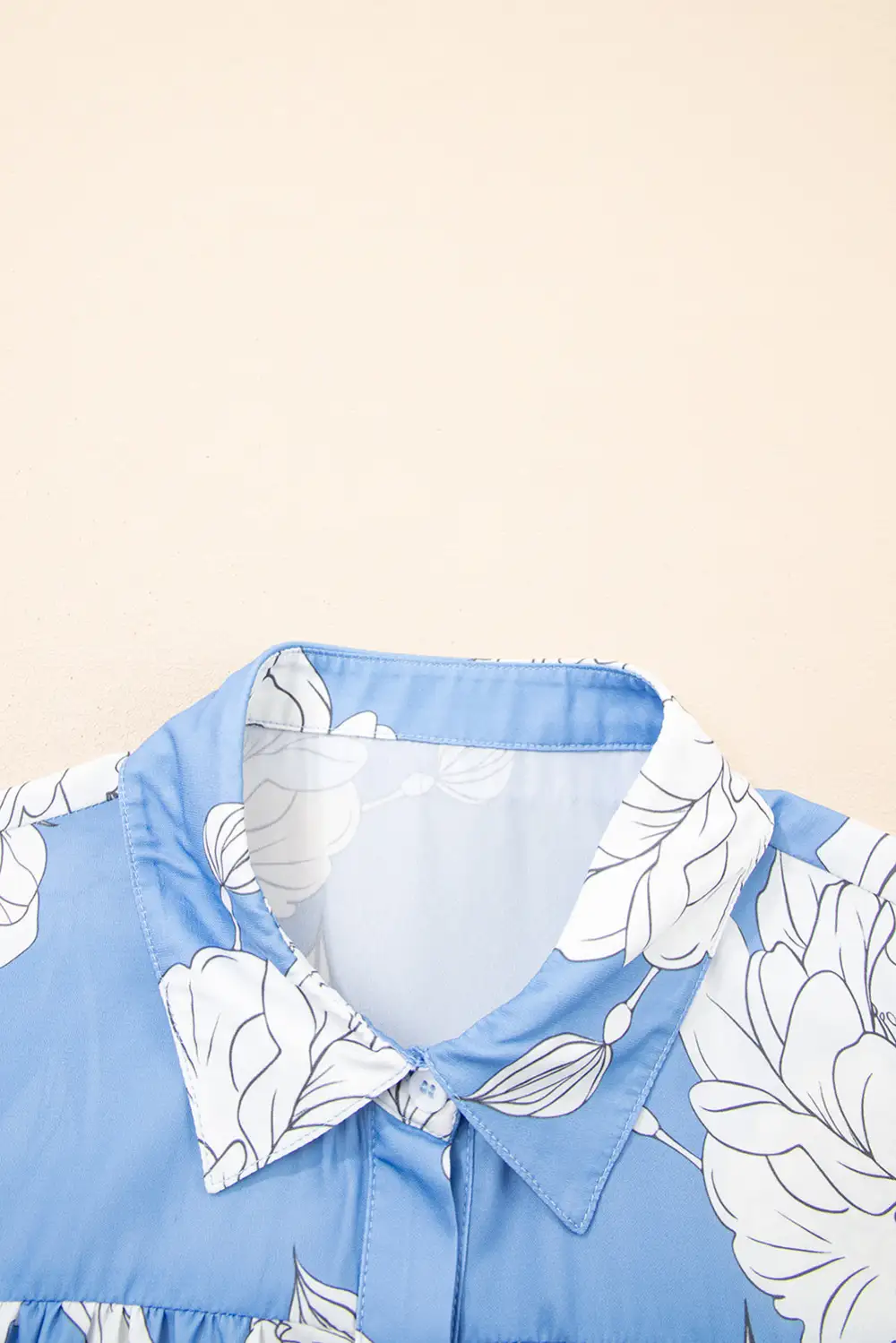 Floral Pleated Button Front Shirt Blouse