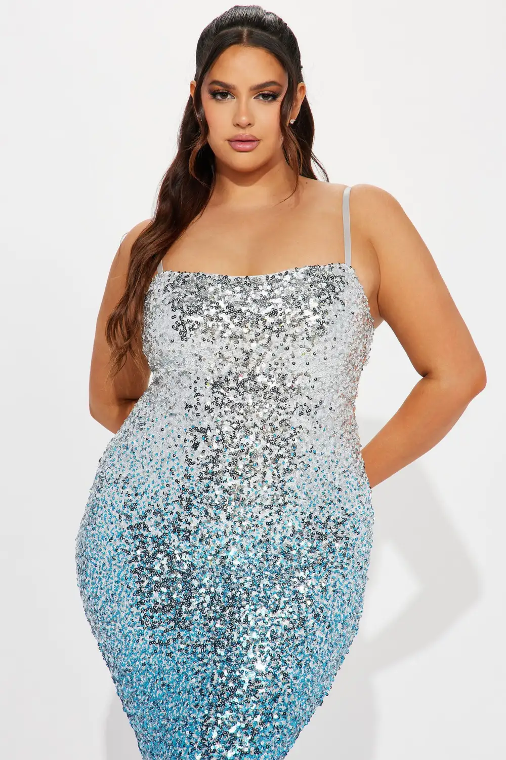 Hailey Ombre Sequin Maxi Dress - Blue/combo