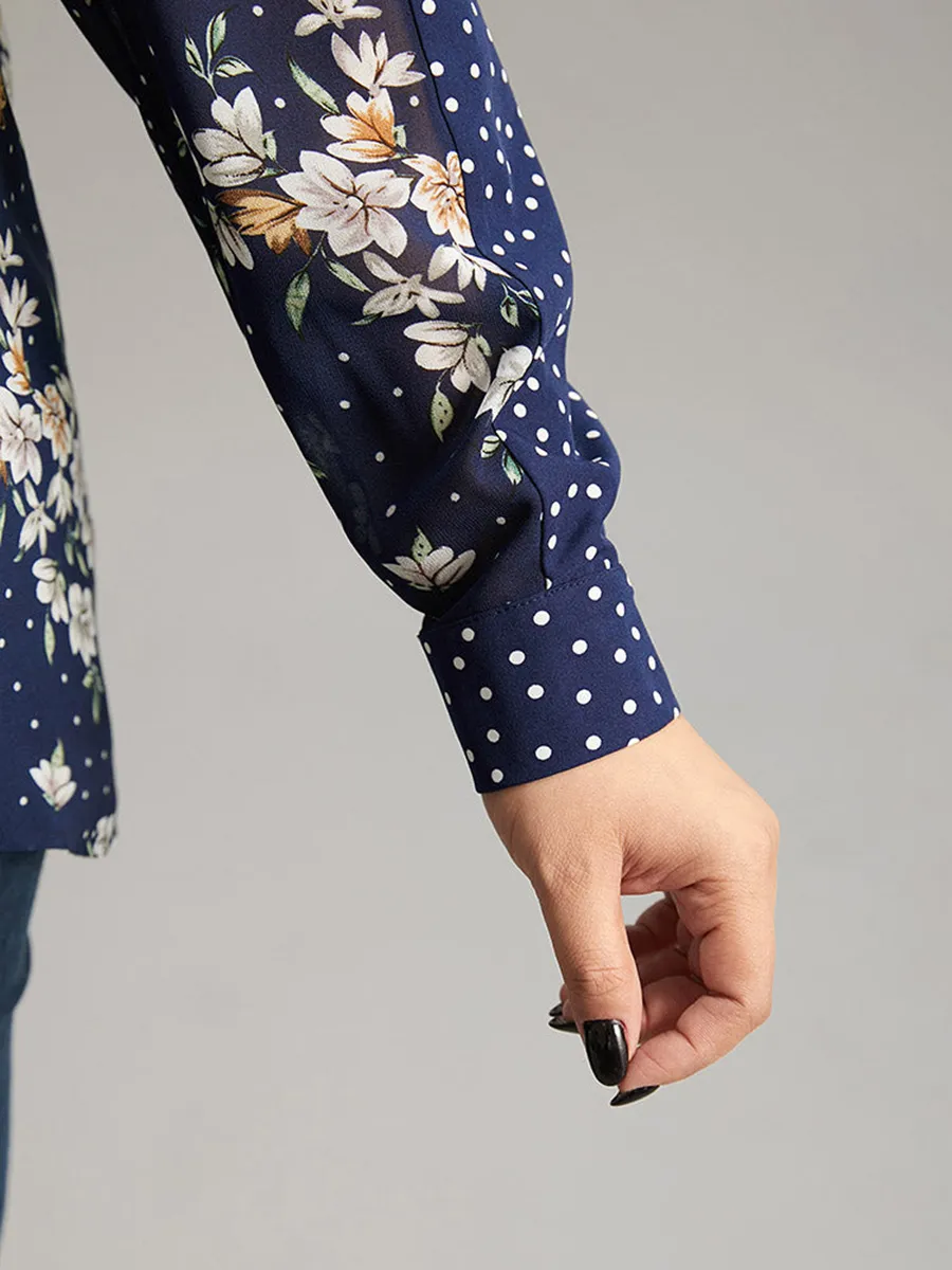 Elegant Senior Floral Long-Sleeved Shirt