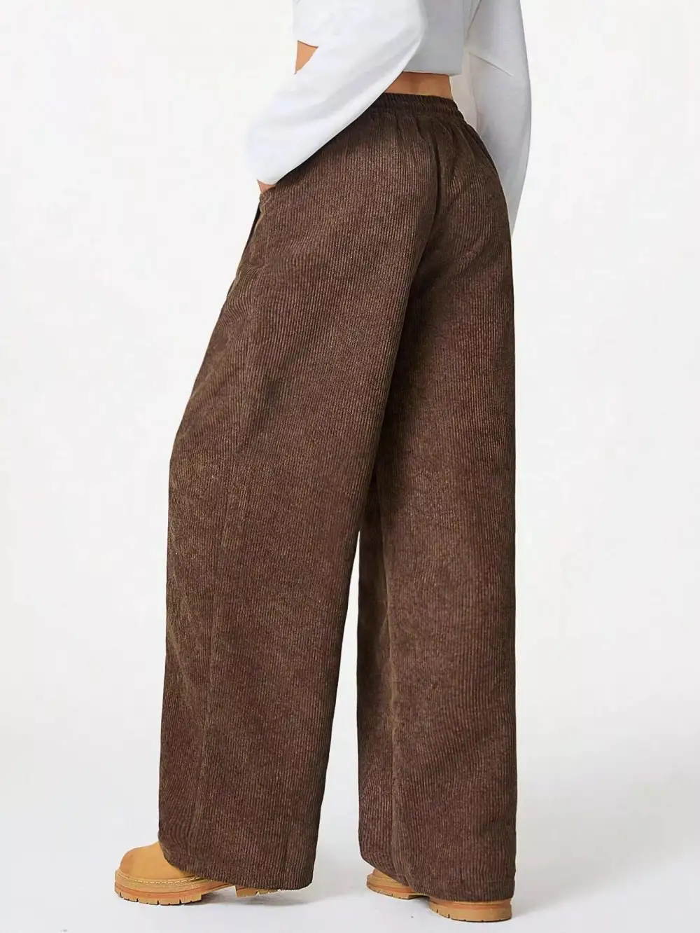 Textured Corduroy Wide Leg Pants
