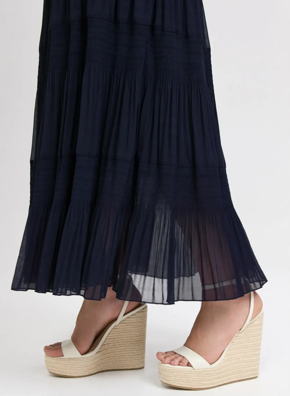 Tulle Pleated Maxi Skirt