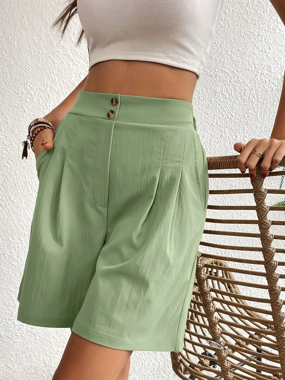 Utility Elastic Waist Pocket Detail Shorts