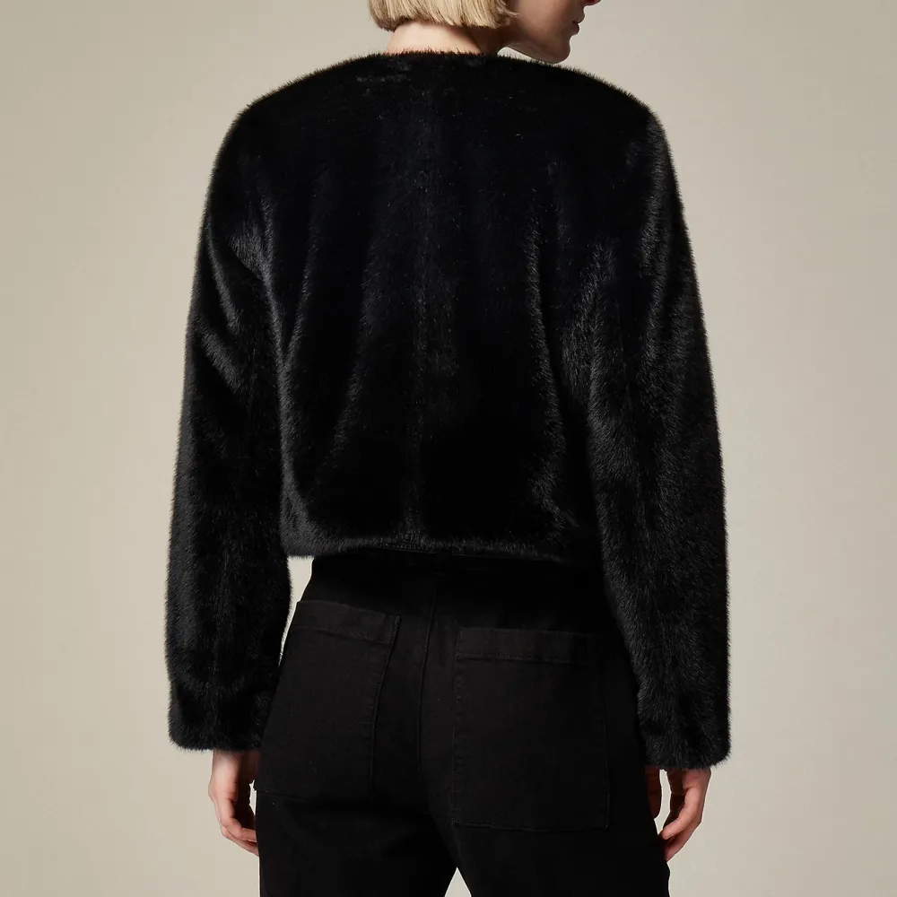 Crew Neck Faux Fur Jackets