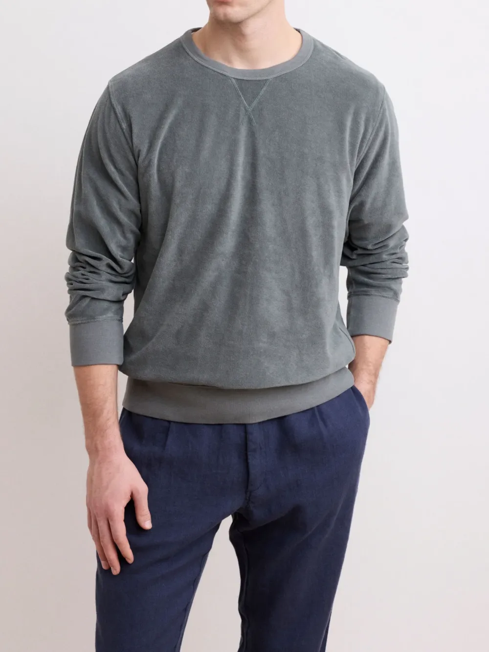 Men's Olive Green Crew Neck Sweater