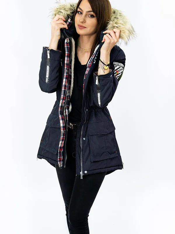 Ladies winter hood navy blue