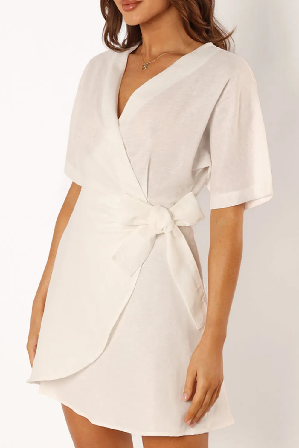 WHITE TULLE WRAP DRESS
