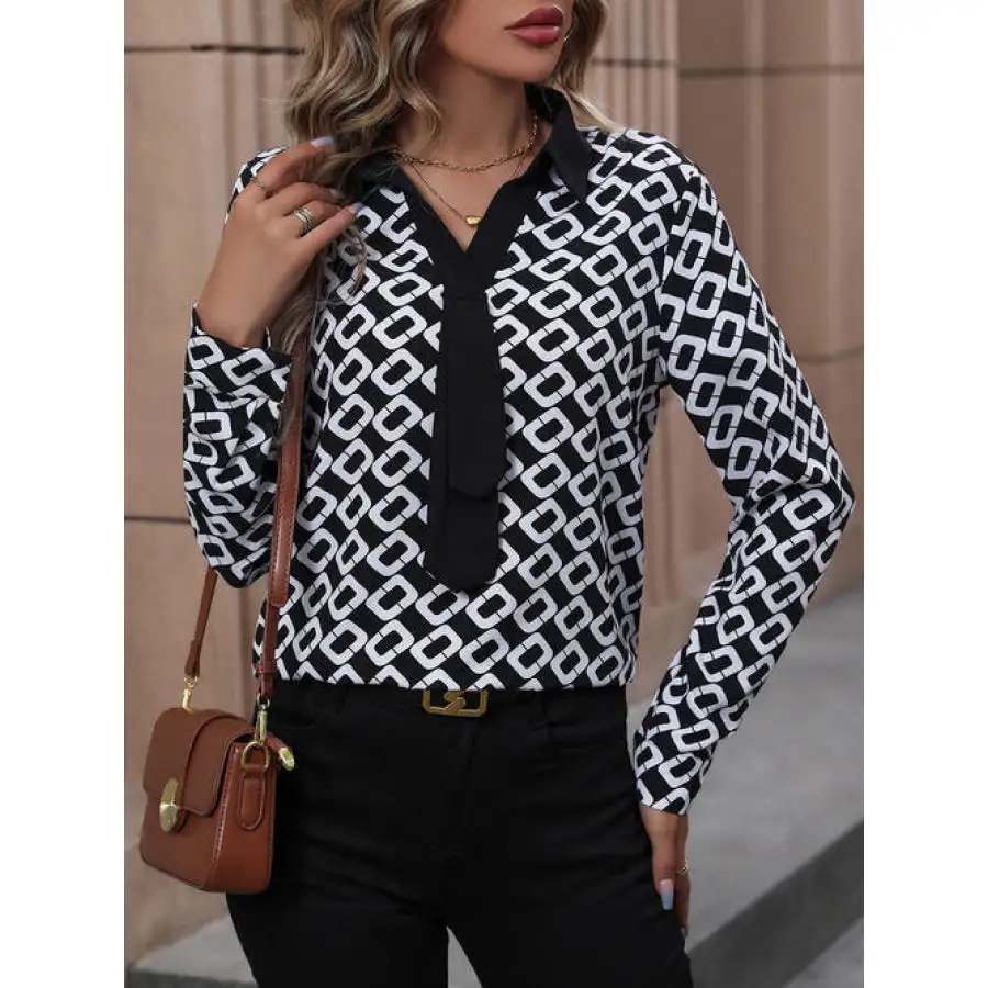 Relaxed Collared Print Collared Shirt