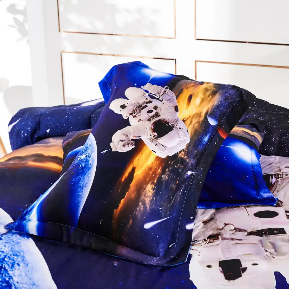 3D Print Duvet Cover Set Astronaut Pattern with Zipper Closure - Machine Washable