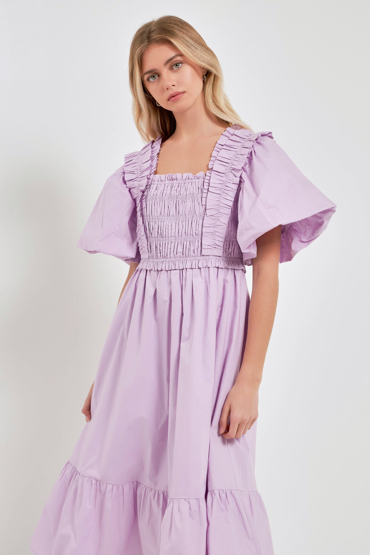 Puff Sleeve Midi Dress