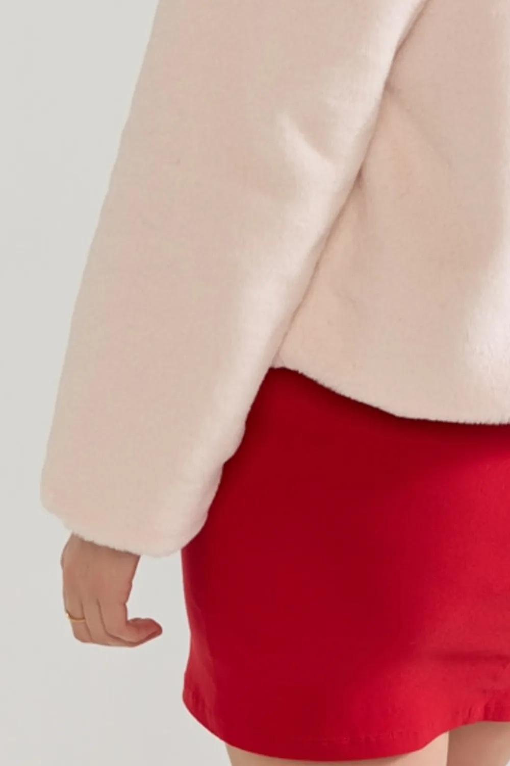 Pink Lapel Faux Fur Jacket
