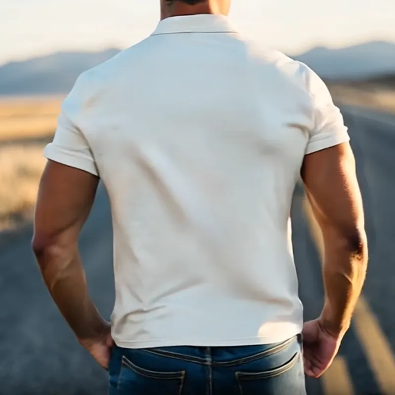 Utility Short Sleeve Collared Knit Shirt