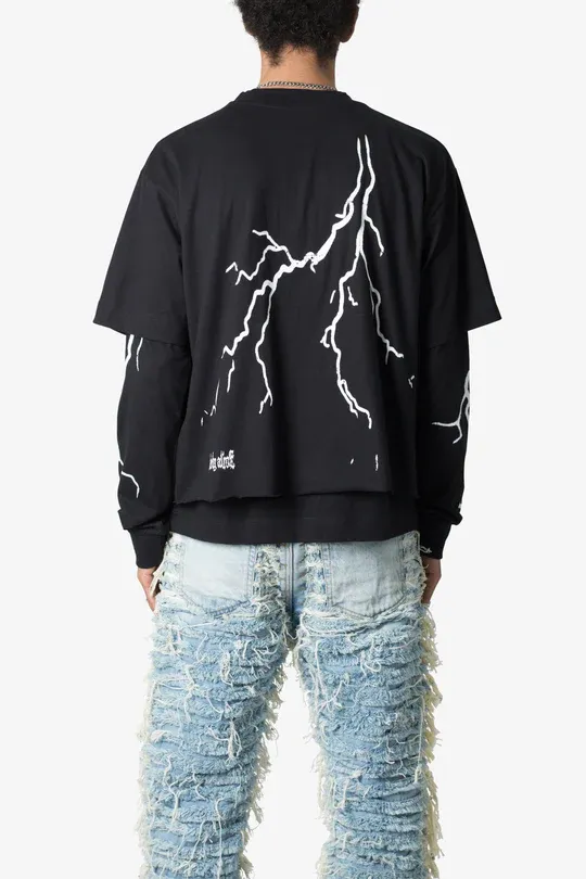 BLACK DOUBLE LAYERED GOTHIC STYLE T-SHIRT