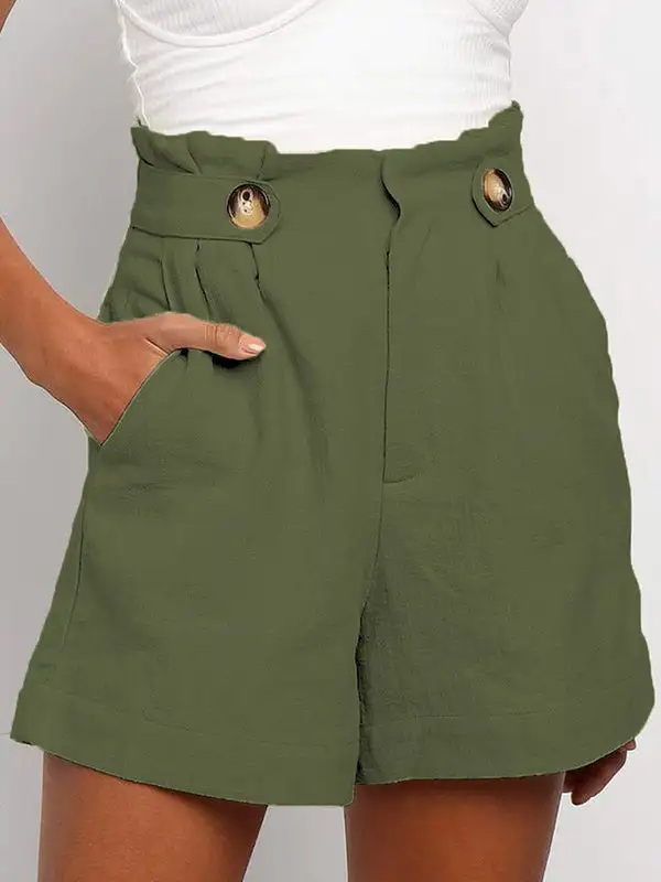 Hoog Getailleerde Losse Geplooide Shorts Met Split Joint