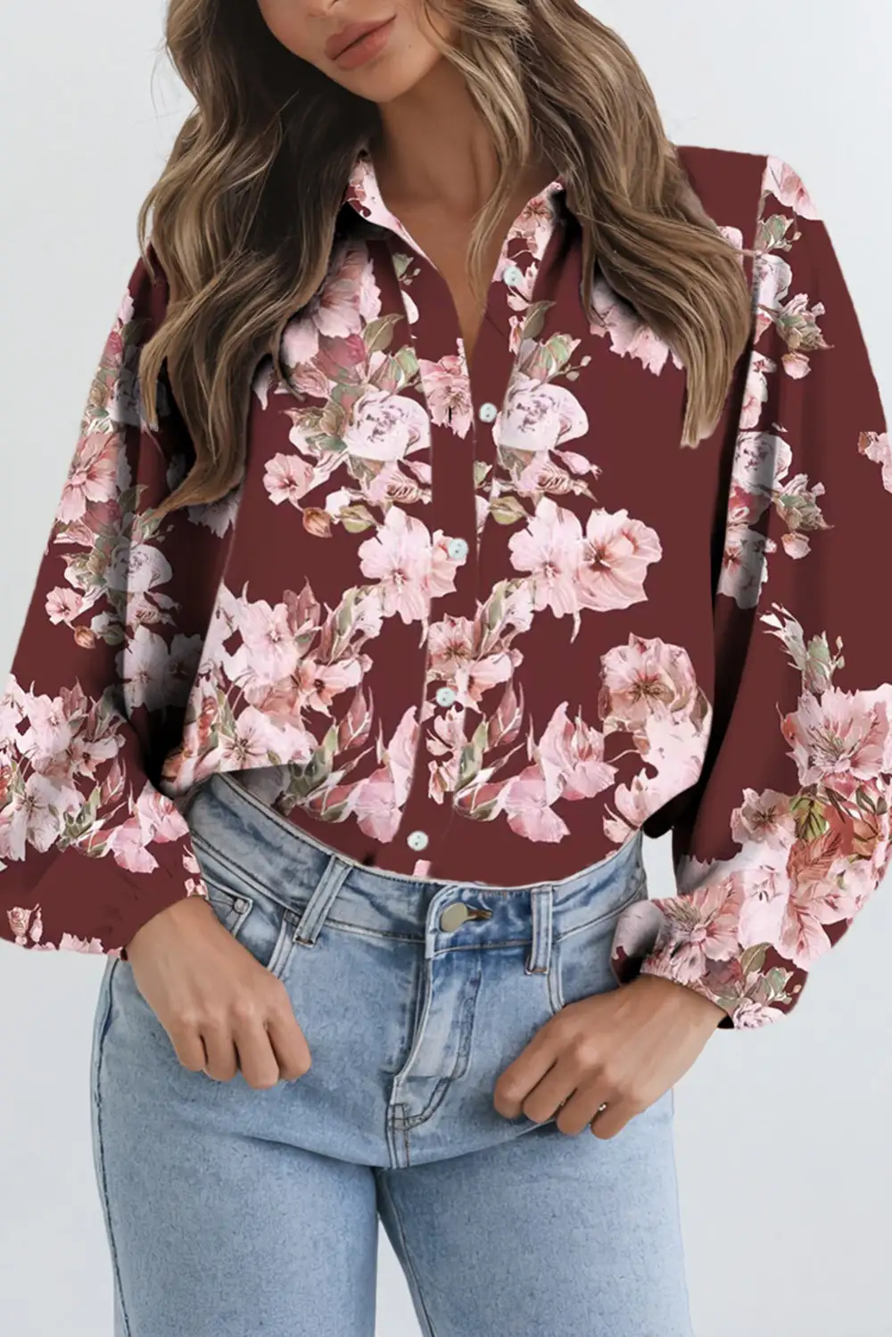 Everyday Floral Puff Sleeve Shirt Blouse