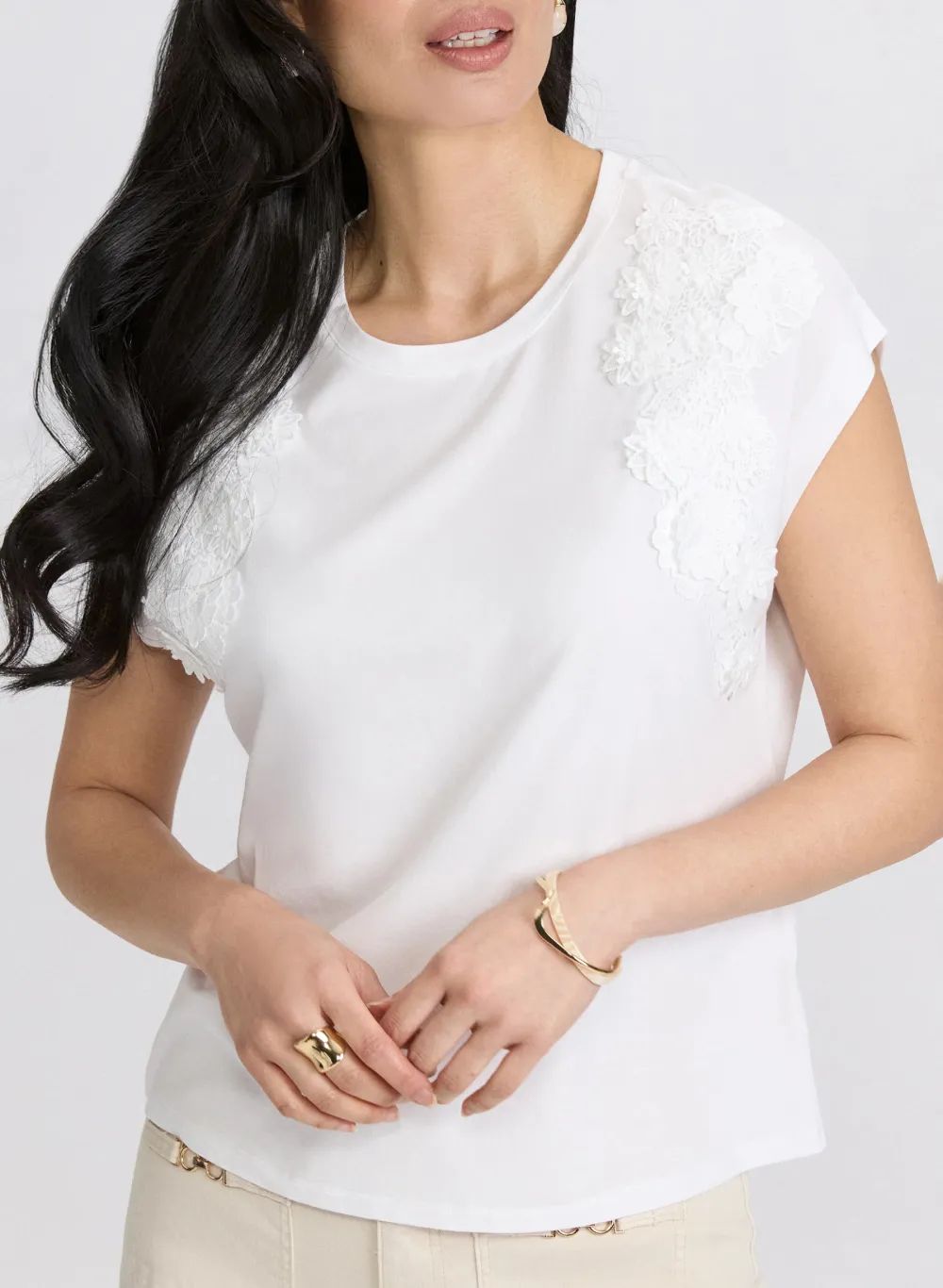 Lace-Trimmed T-Shirt