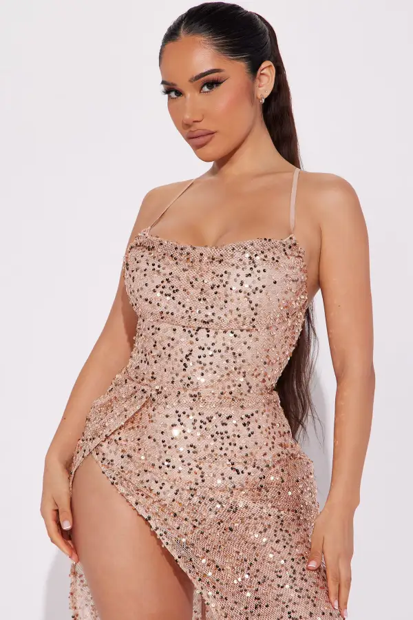 Monica Sequin Maxi Dress - Gold