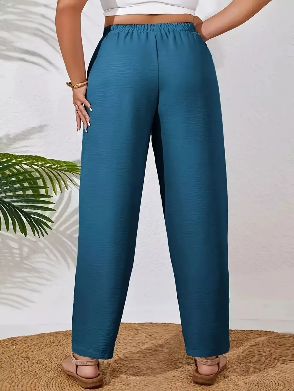 Plus Size Relaxed Fit Elastic Waist Pants
