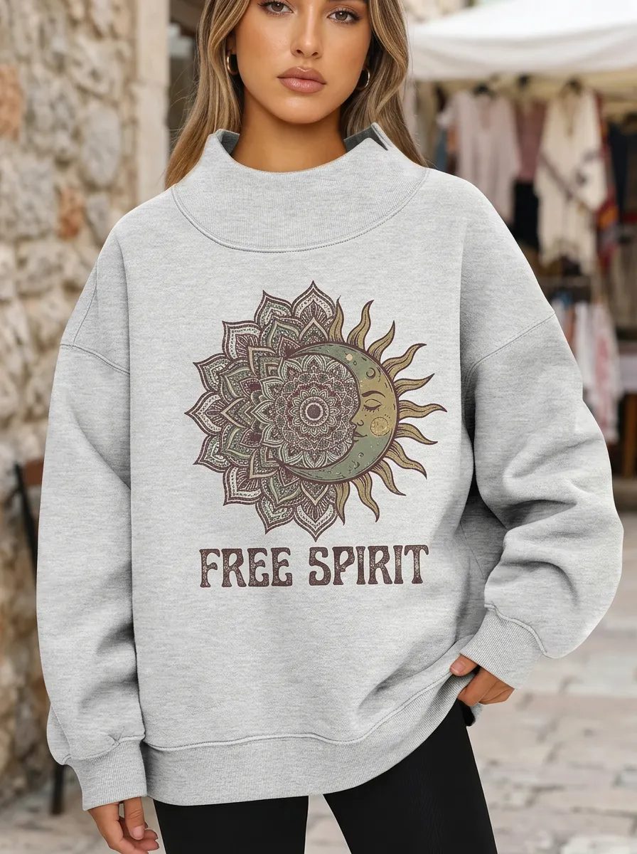 Boho Free Spirit Sun Casual Hoodie Sweatshirt