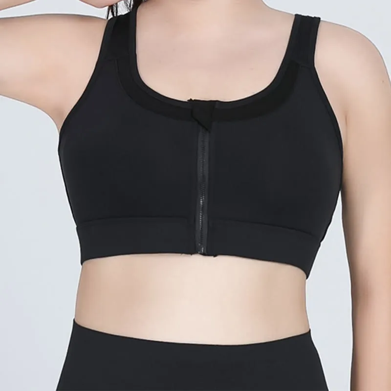 Zipper Front Closure Sports Wireless Bra Yoga Bra