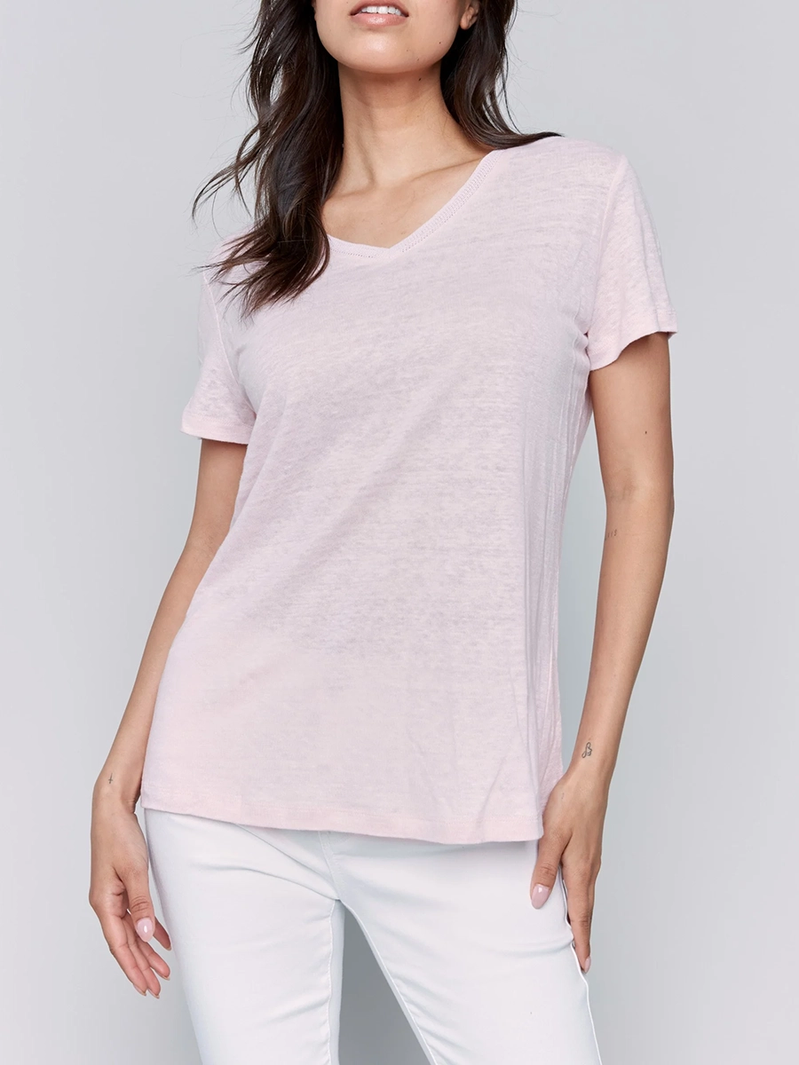 Cool Linen Breathable V-Neck Short Sleeves