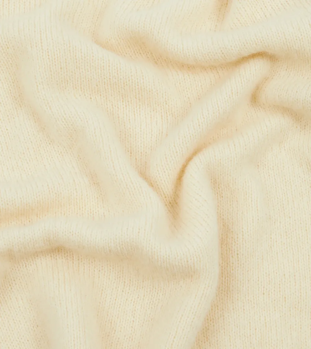 Casual Style Ecru Brushed Shetland Mock Neck Jumper